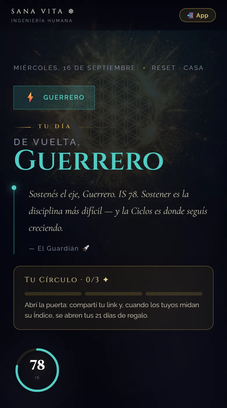 El portal Mi Día de Sana Vita con perfil Guerrero — tu espacio diario