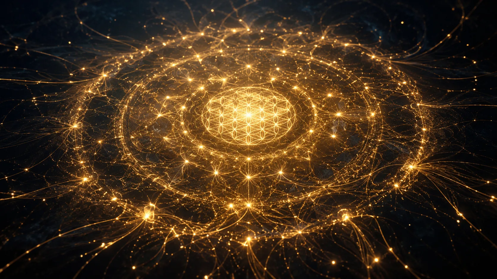 Órbita de luz alrededor de la Flor de la Vida — el loop genuino del Círculo