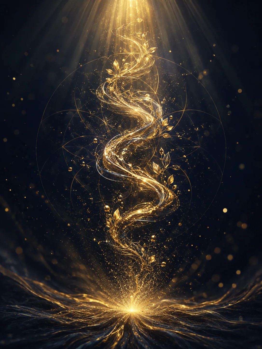 Una espiral de luz dorada que asciende — lo que vuelve por tu trabajo