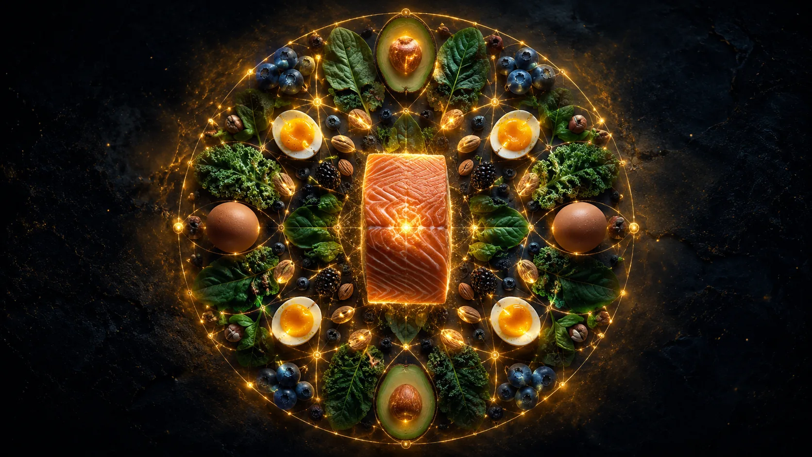 Mandala de alimentos reales ordenados como sistema — Sana Vita